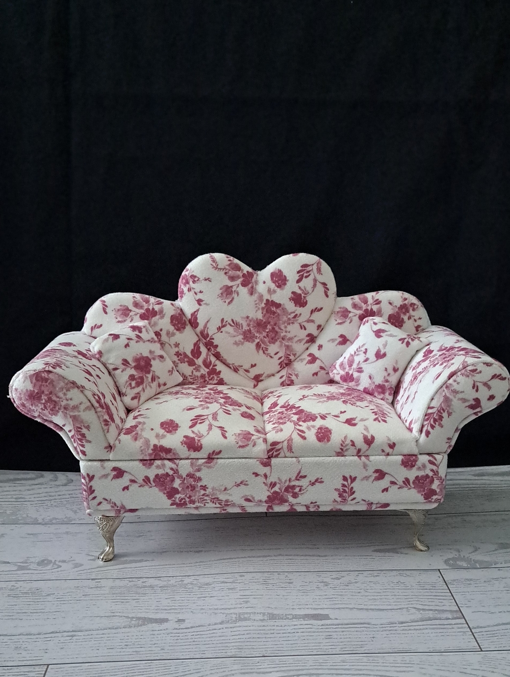 Stuffed Sofa Jewelry Box With Ring Storage Pink & White Floral Women's New